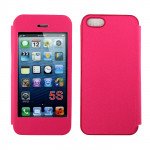 Wholesale iPhone 5 / 5S Slim Touch Screen Flip Leather Case (Hot Pink)
